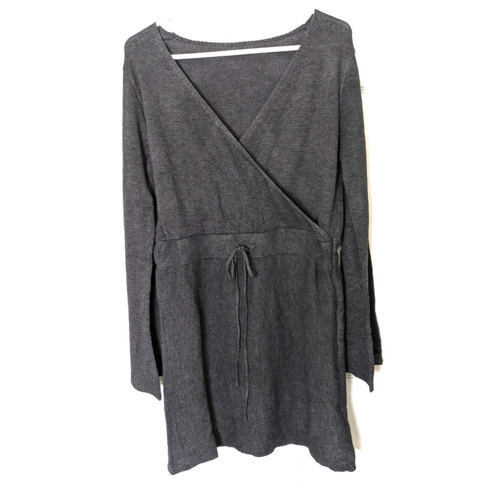 Womens Knit Cross Front Dress Medium Gray Beach Cover Up Vacation Fashion